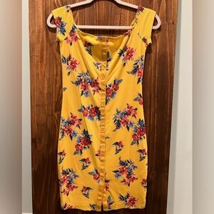 Midi floral yellow dress